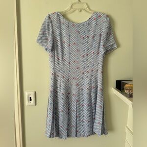 Blue Gingham Floral Mini Dress Size 8P
